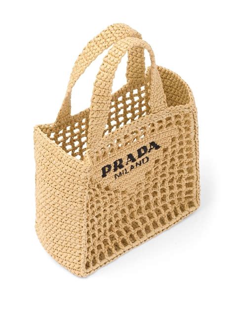 prada tote denim|Prada raffia tote small.